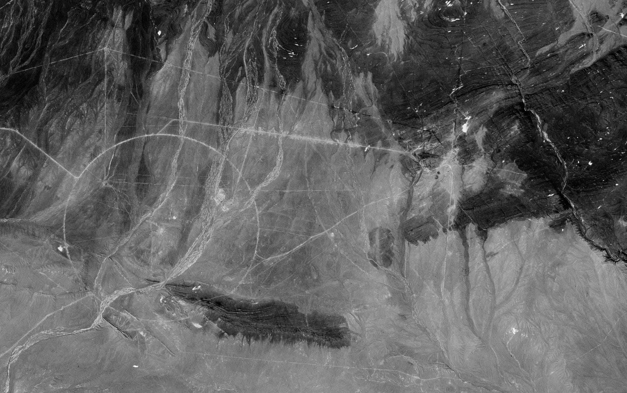 Declassified KH-4 CORONA satellite photograph of China's Lop Nur nuclear test base, days before the first Chinese atomic test