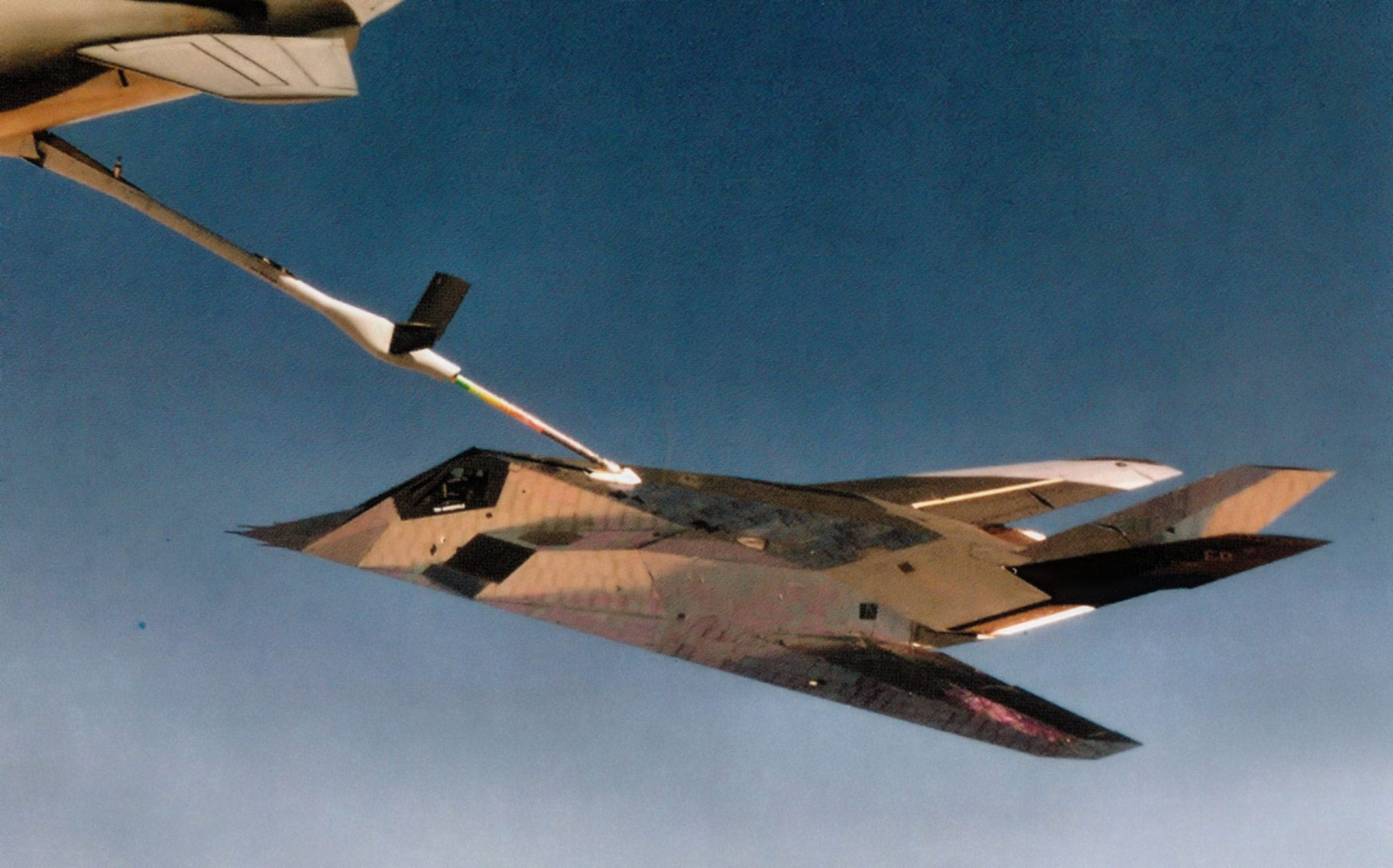 Early Lockheed F-117A (79-10784) refueling from a KC-135 during the program's classified period